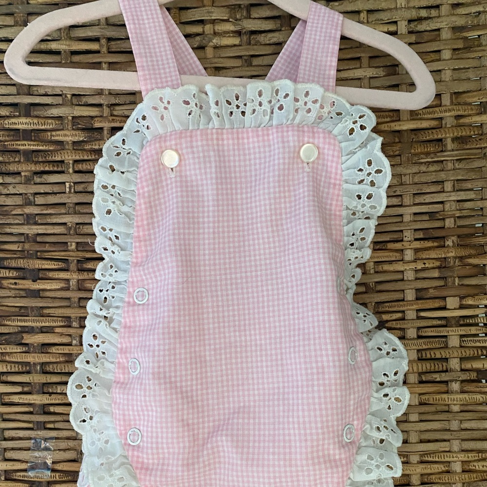 Infant Pink Gingham BUBBLE.  Vintage. 12-18 Months